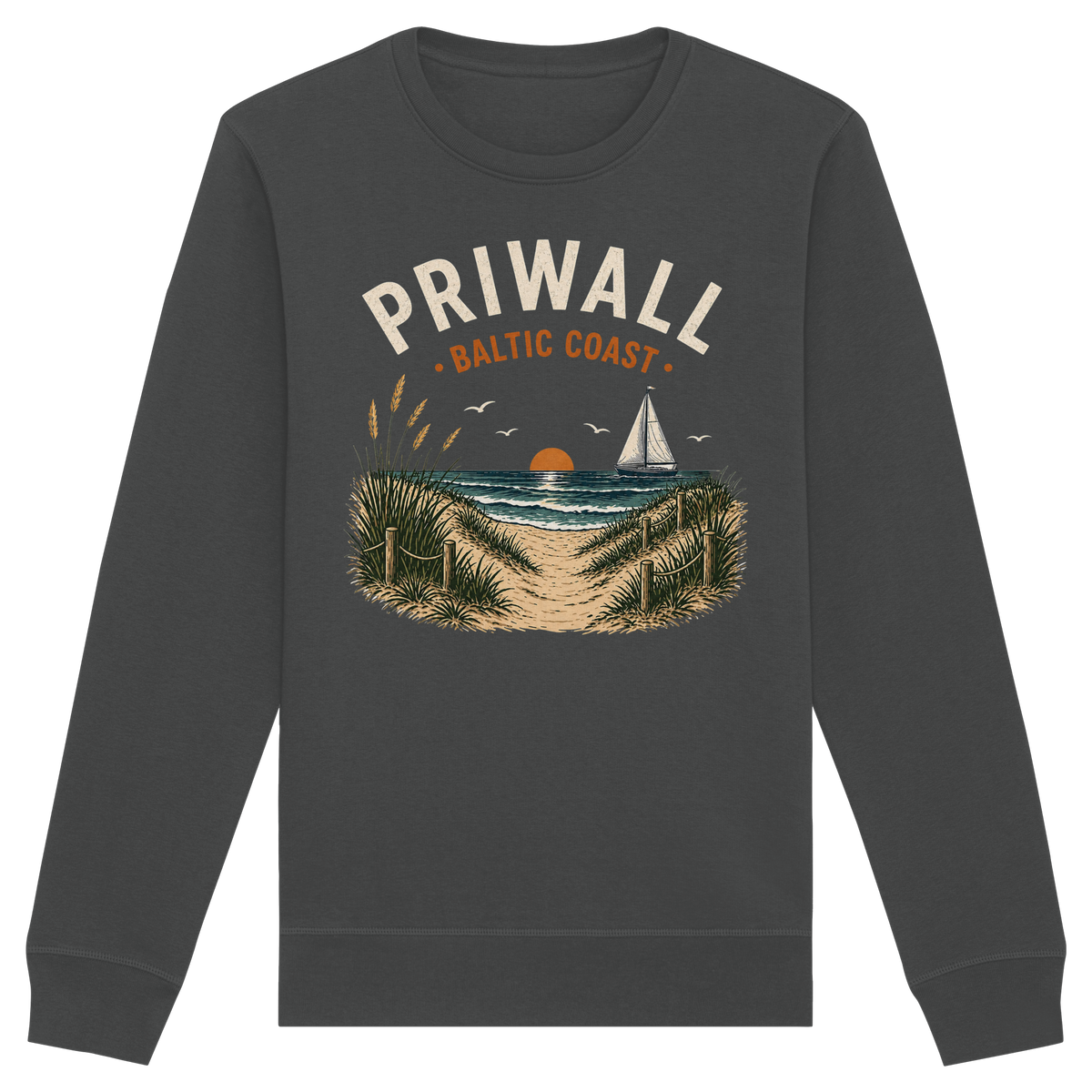 Priwall Baltic Coast Dark Edition Bio-Sweatshirt in Anthrazit – Vorderansicht