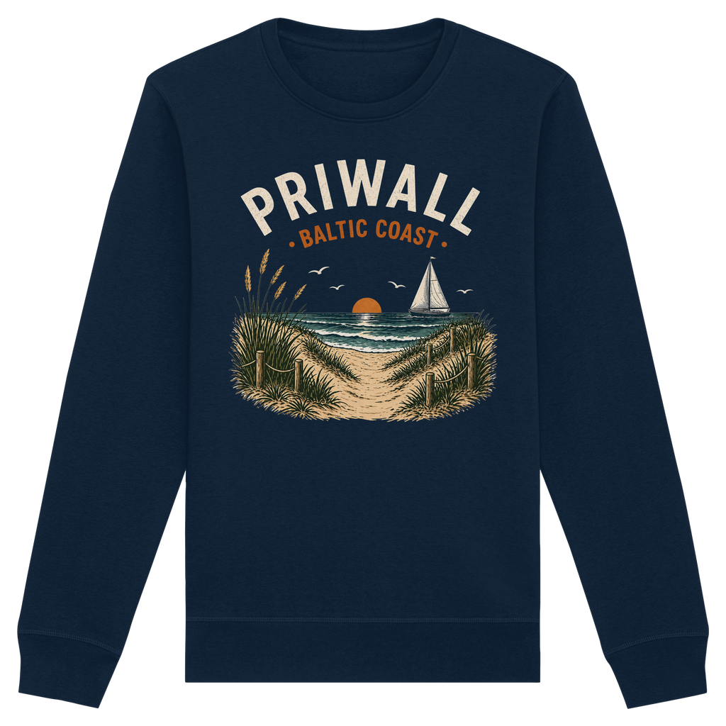 Priwall Baltic Coast Dark Edition Bio-Sweatshirt in French Navy – Vorderansicht