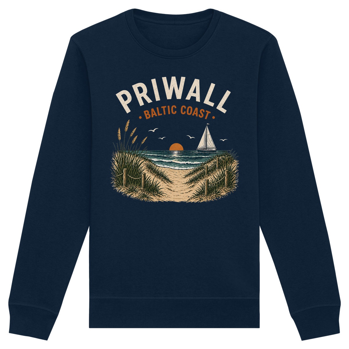 Priwall Baltic Coast Dark Edition Bio-Sweatshirt in French Navy – Vorderansicht
