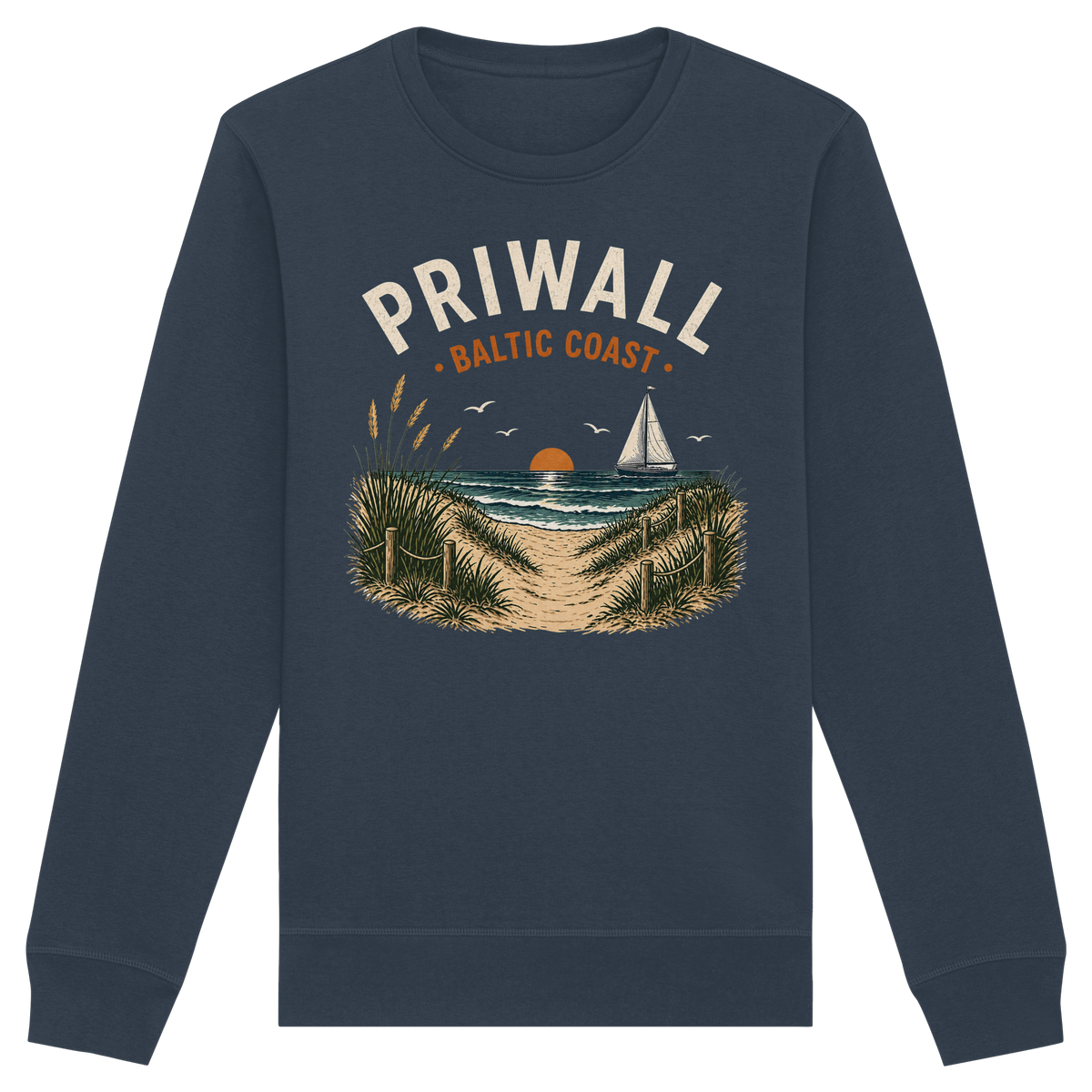 Priwall Baltic Coast Dark Edition Bio-Sweatshirt in India Ink Grey – Vorderansicht