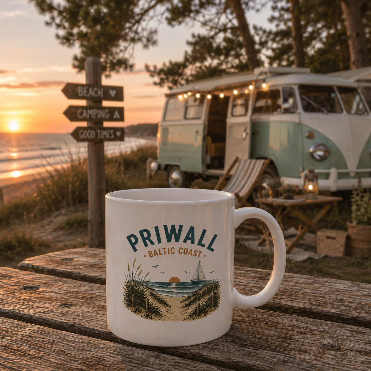 Priwall Baltic Coast Keramik-Tasse beim Camping am Ostseestrand