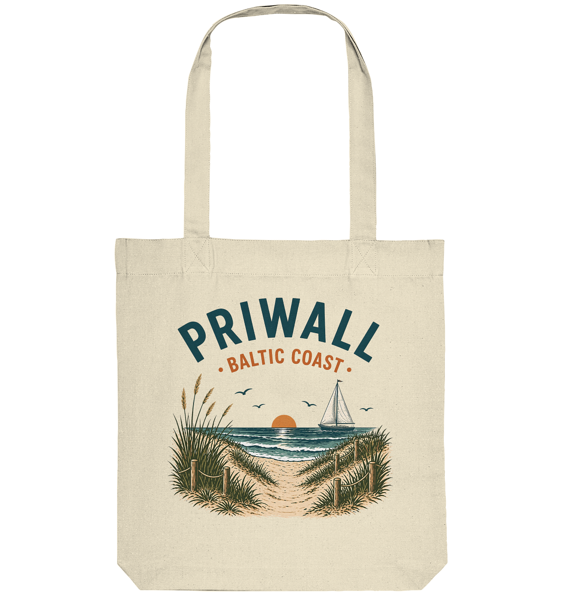Naturfarbene Priwall Baltic Coast Tote Bag aus recycelter Baumwolle