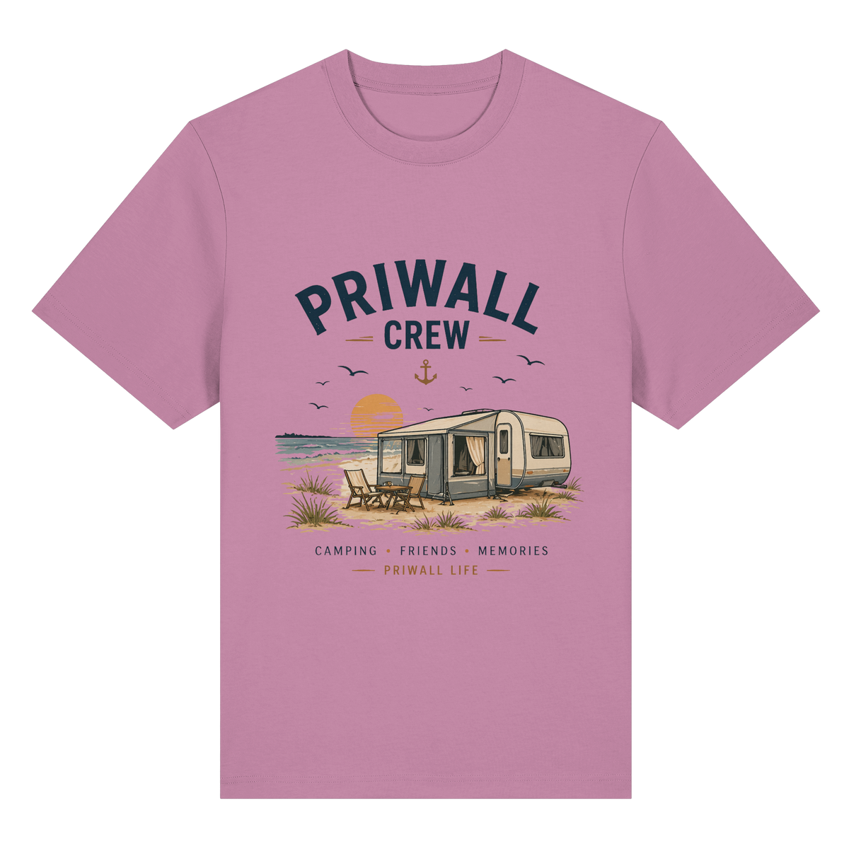 Priwall Crew Bio-Heavy T-Shirt in Bubble Pink als Frontansicht