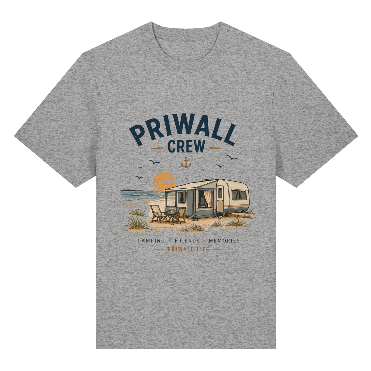 Priwall Crew Bio-Heavy T-Shirt in Heather Grey als Frontansicht