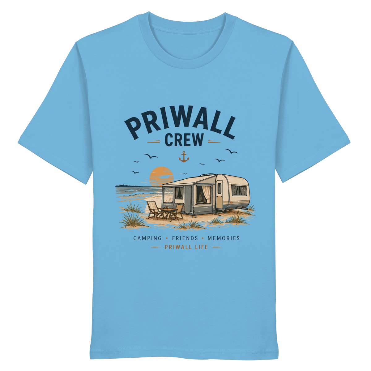 Priwall Crew Bio T-Shirt in Aqua Blue als Frontansicht