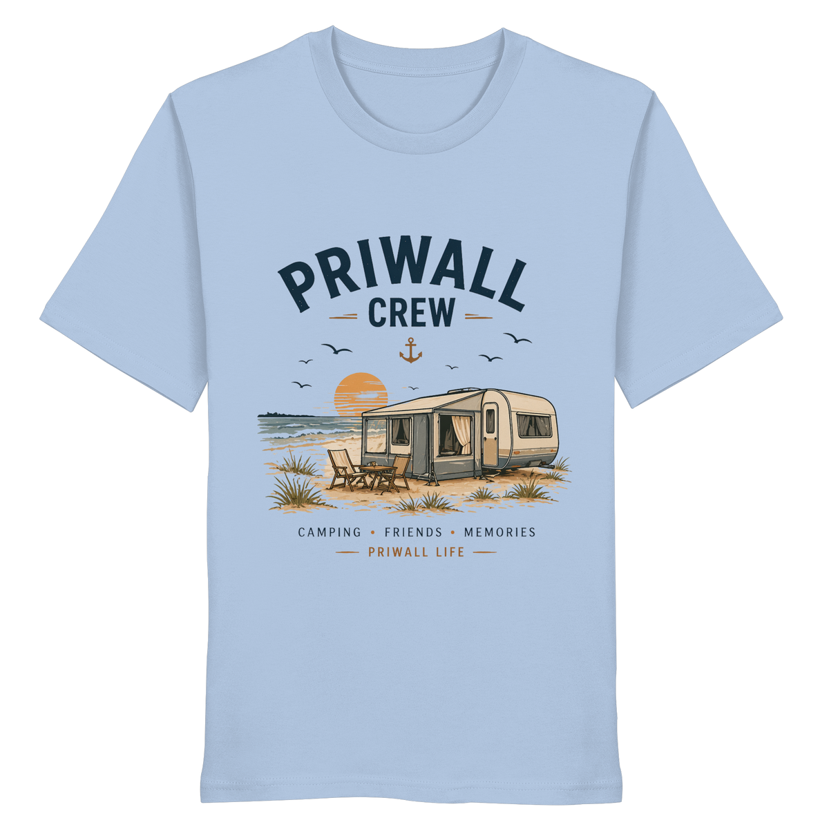 Priwall Crew Bio T-Shirt in Blue Soul als Frontansicht