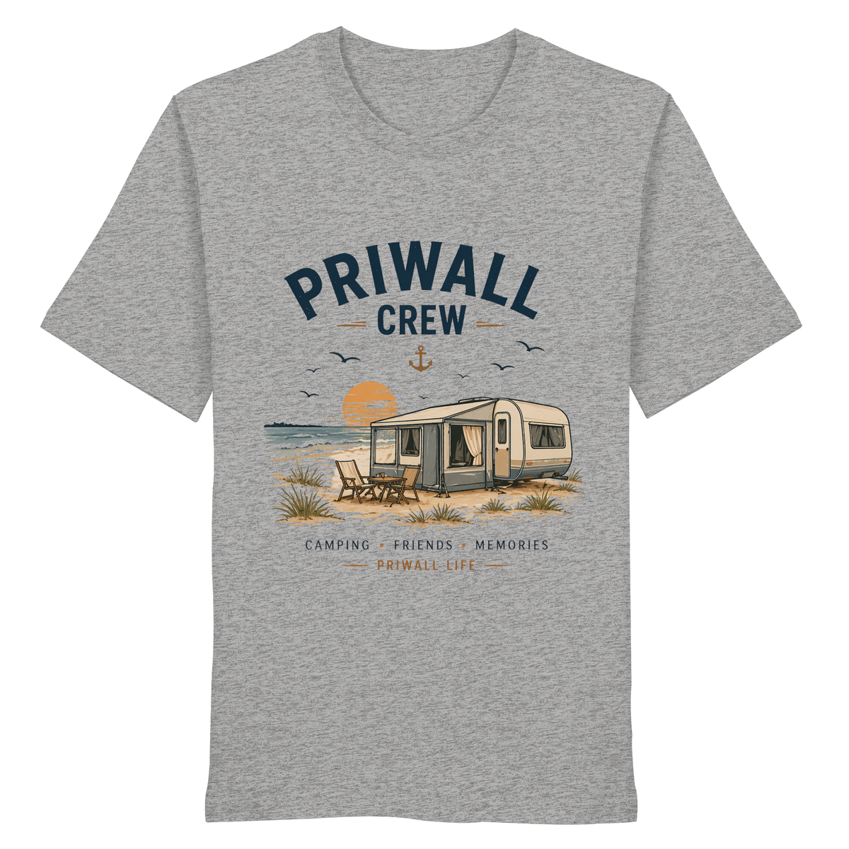 Priwall Crew Bio T-Shirt in Heather Grey als Frontansicht