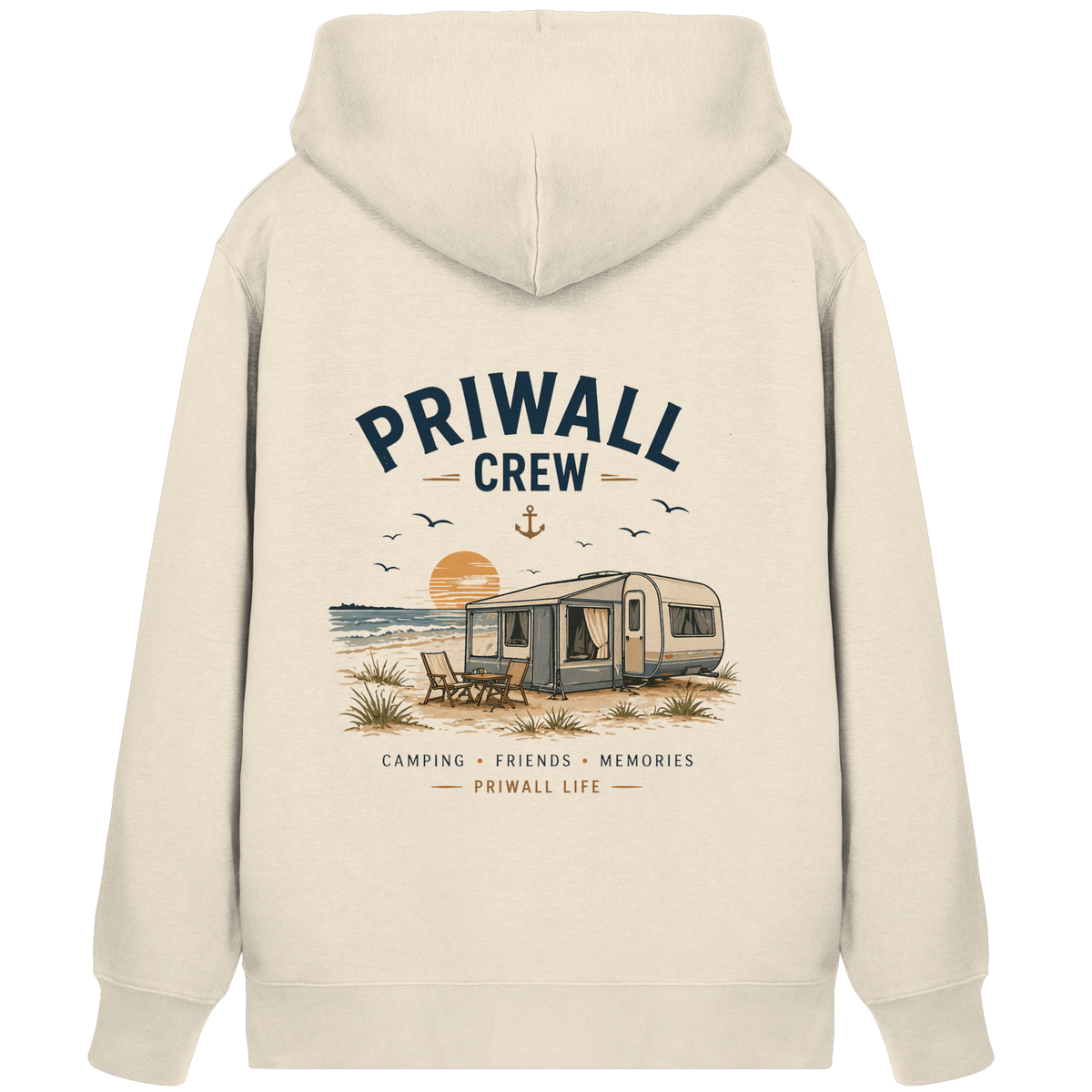 Priwall Crew Bio-Zipper in Natural Raw mit Backprint
