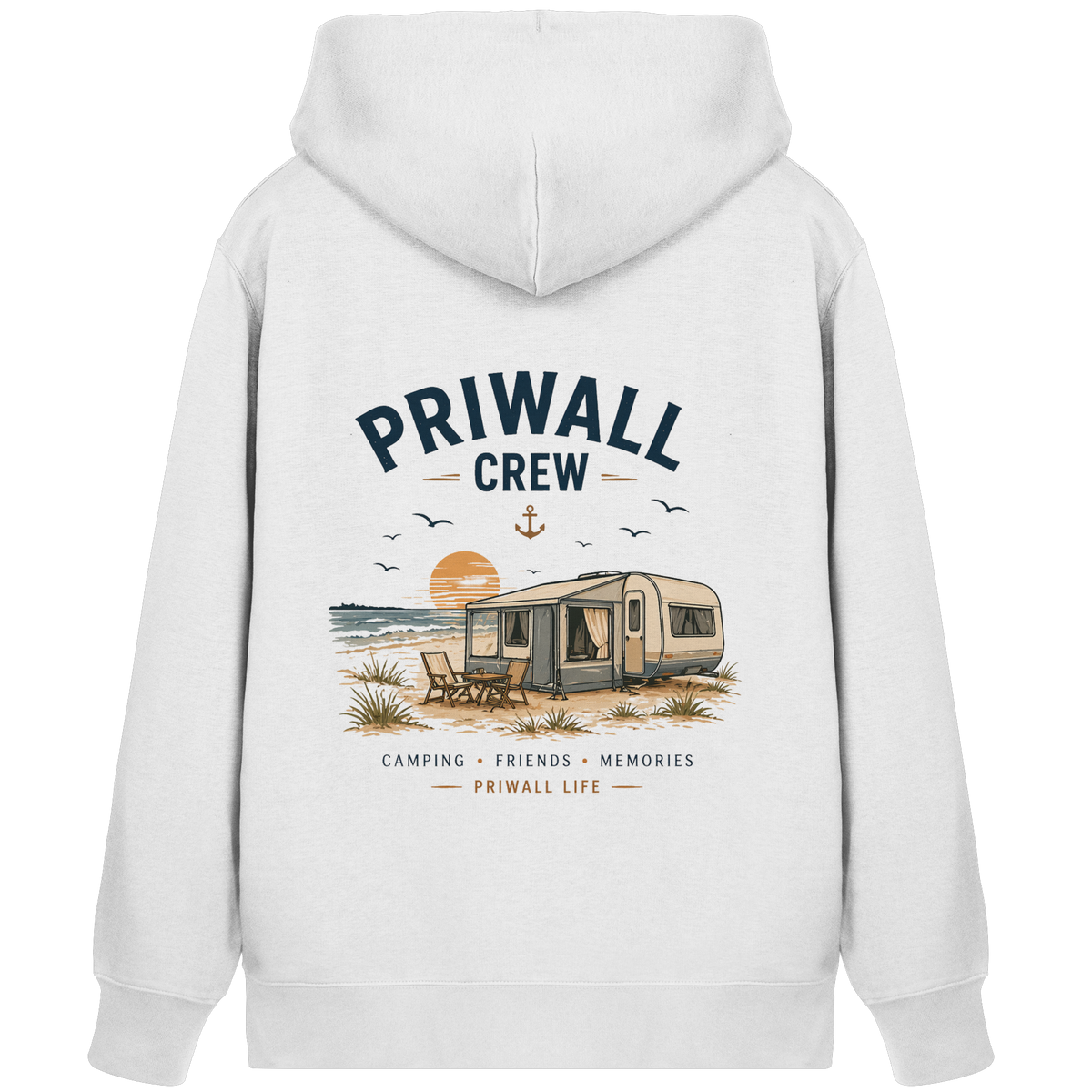 Priwall Crew Bio-Zipper in Weiß mit Backprint