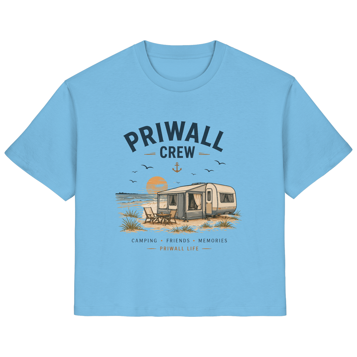 Priwall Crew Damen-Bio-T-Shirt in Aqua Blue als Frontansicht
