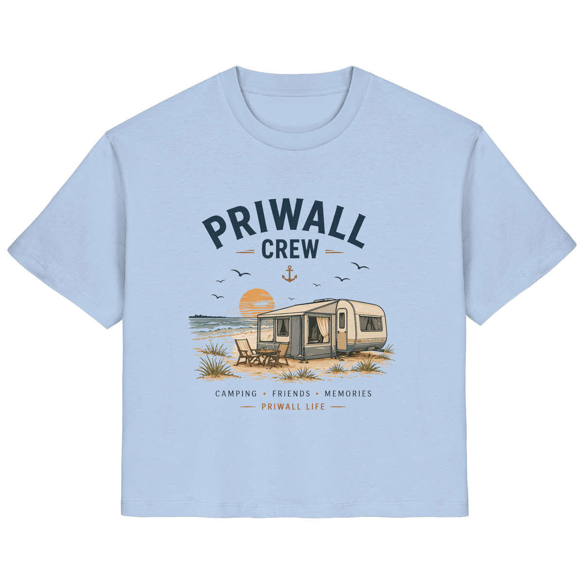 Priwall Crew Damen-Bio-T-Shirt in Blue Soul als Frontansicht