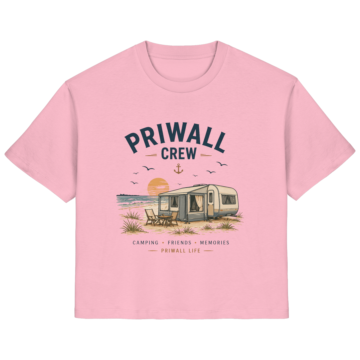 Priwall Crew Damen-Bio-T-Shirt in Cotton Pink als Frontansicht