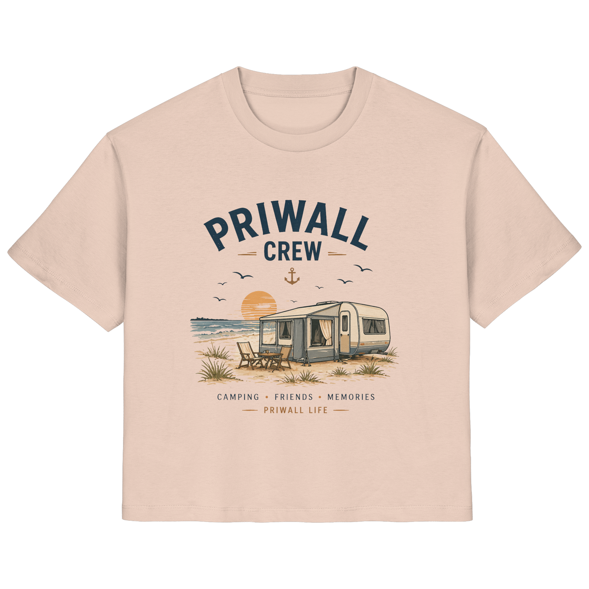 Priwall Crew Damen-Bio-T-Shirt in Fraiche Peche als Frontansicht