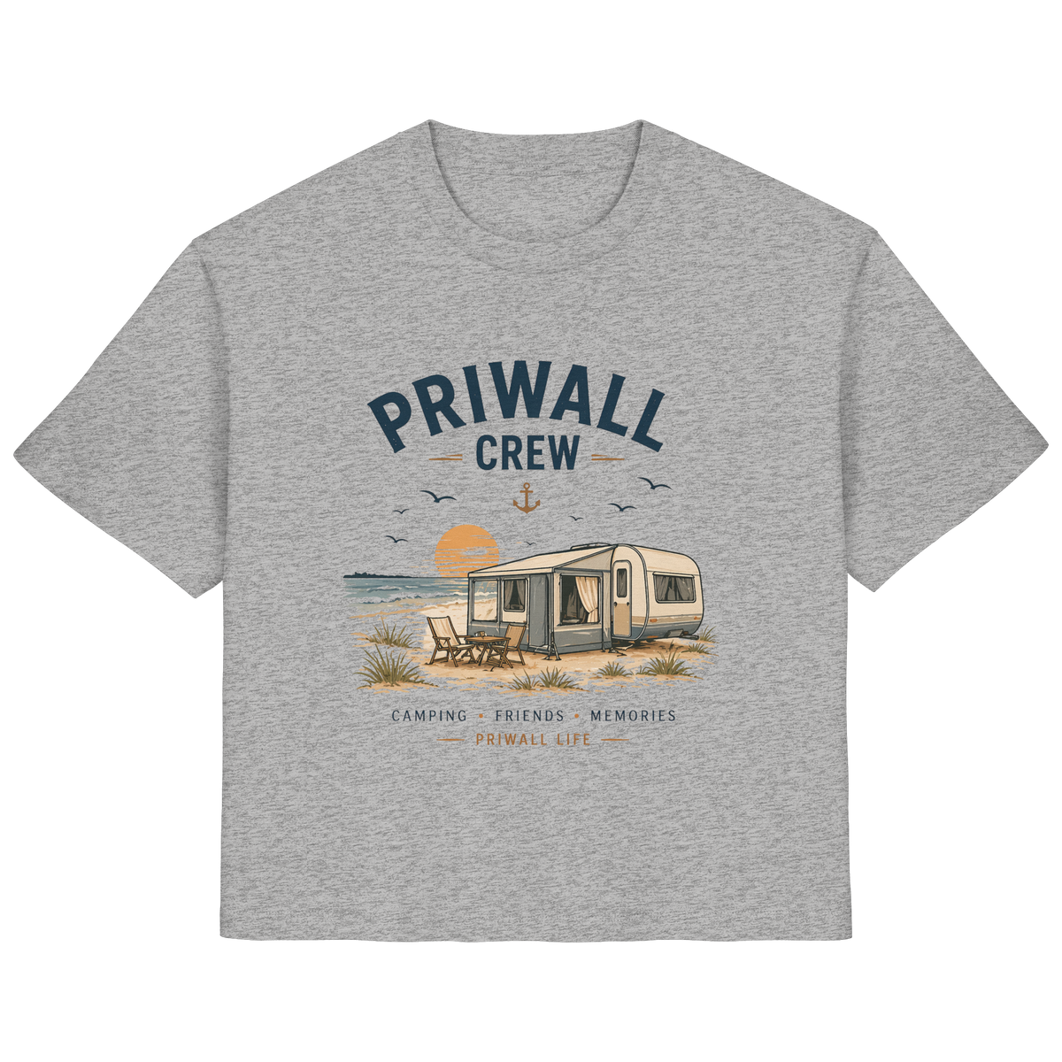 Priwall Crew Damen-Bio-T-Shirt in Heather Grey als Frontansicht