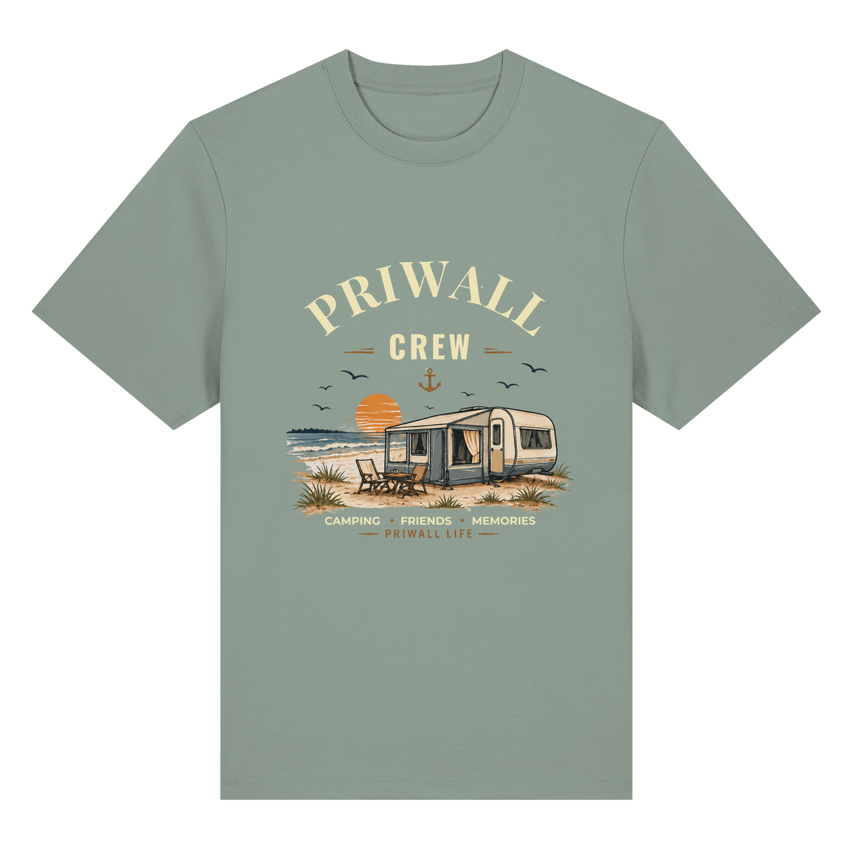 Priwall Crew Bio-Heavy T-Shirt Dark Edition in Aloe – Clean Mockup