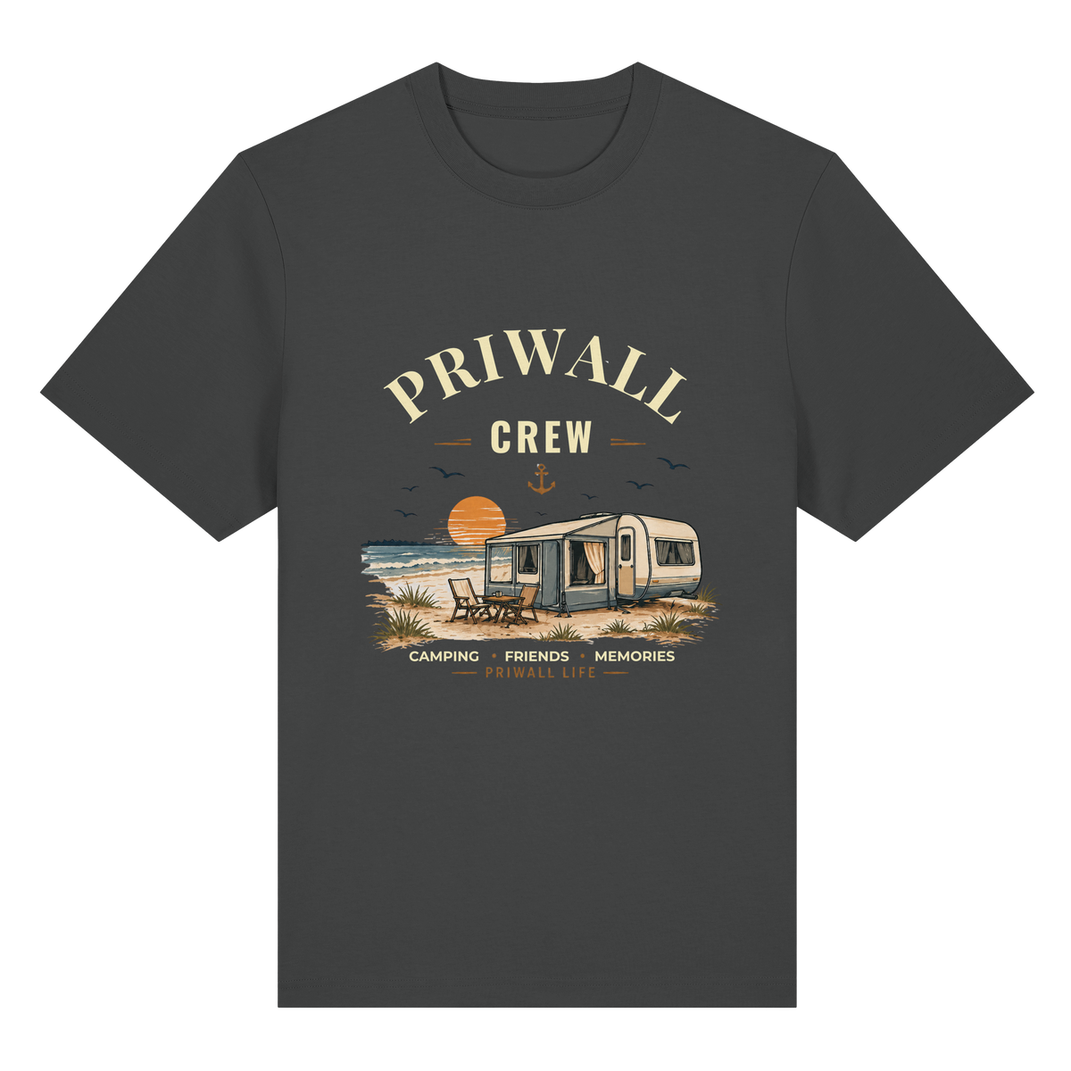 Priwall Crew Bio-Heavy T-Shirt Dark Edition in Anthracite – Clean Mockup