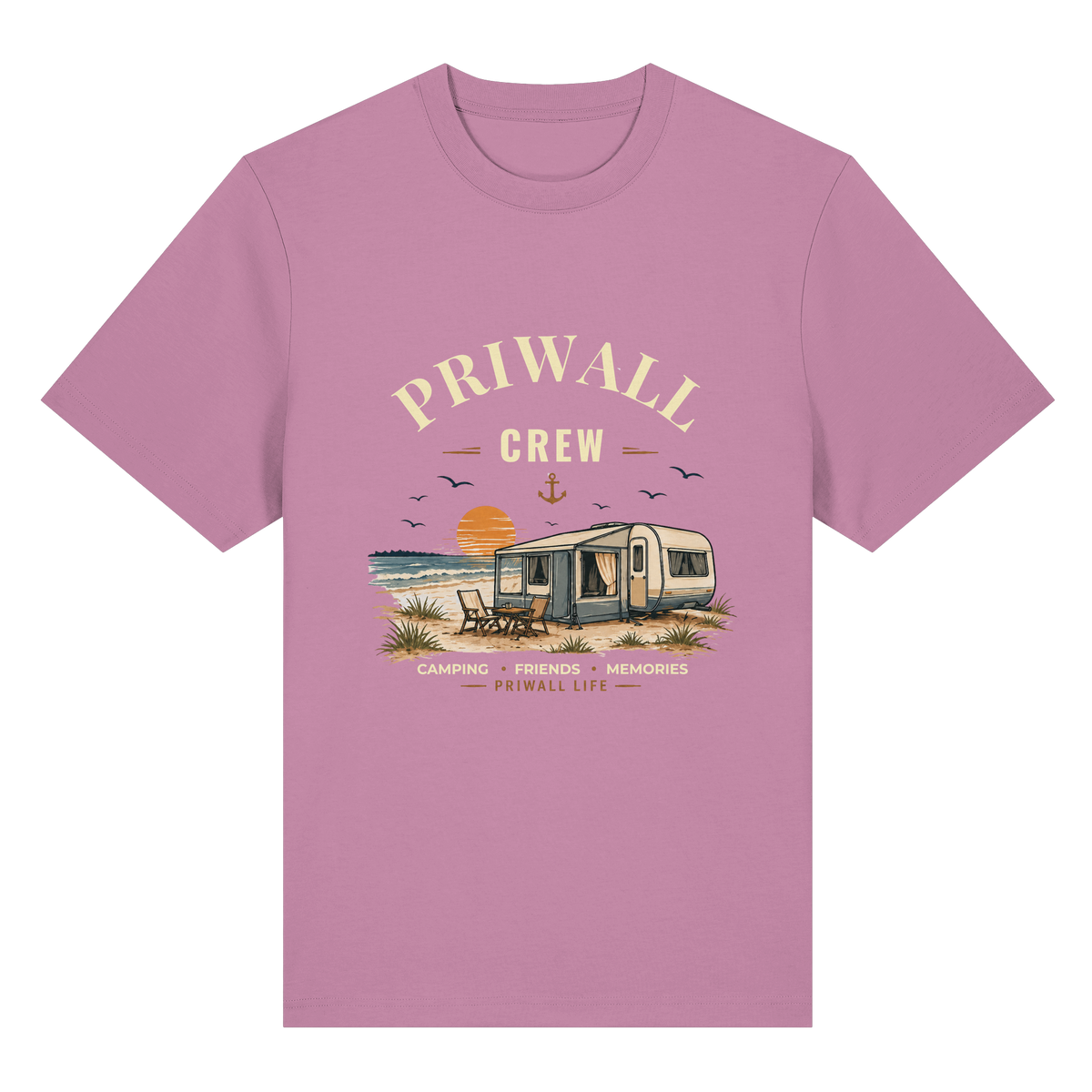 Priwall Crew Bio-Heavy T-Shirt Dark Edition in Bubble Pink – Clean Mockup