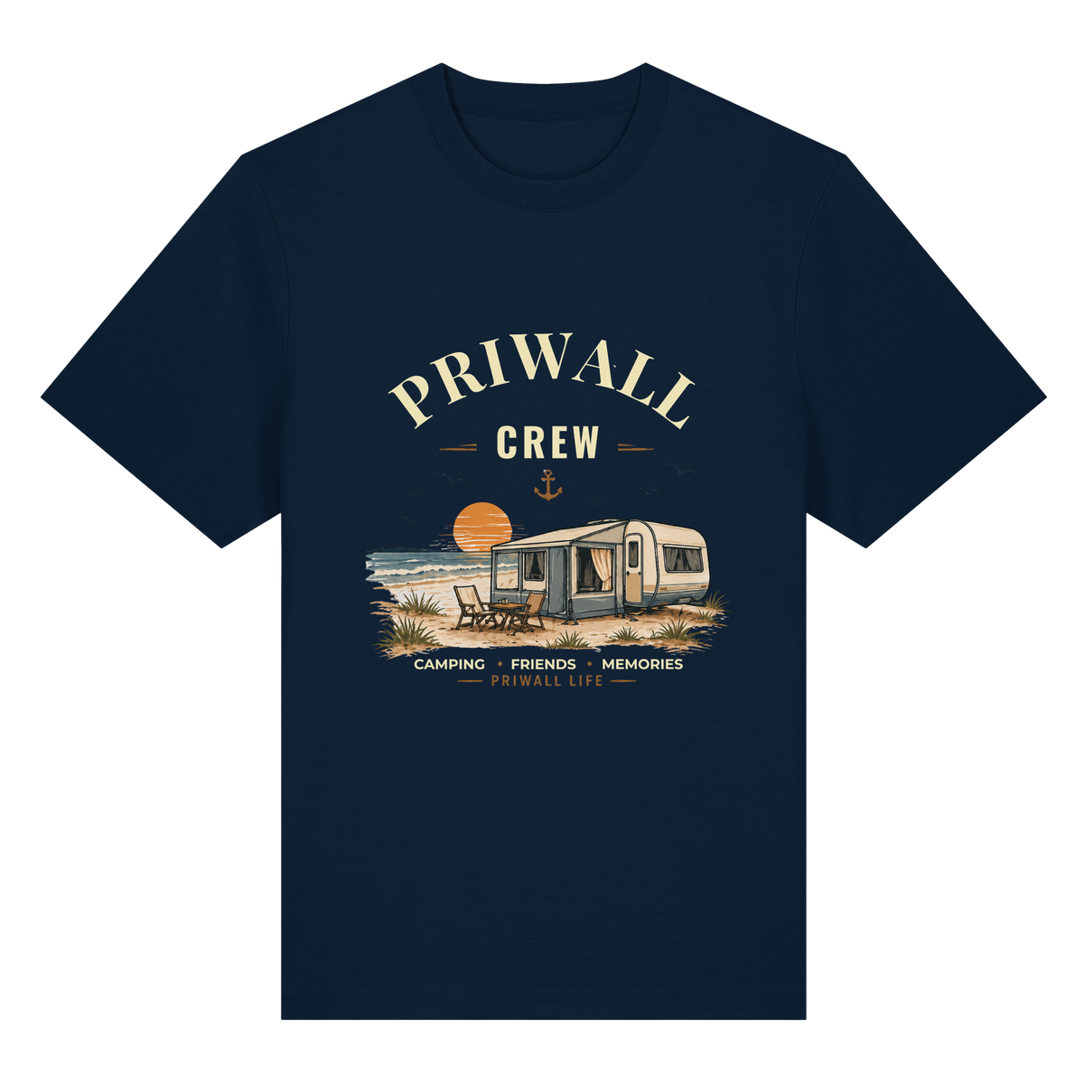 Priwall Crew Bio-Heavy T-Shirt Dark Edition in French Navy – Clean Mockup