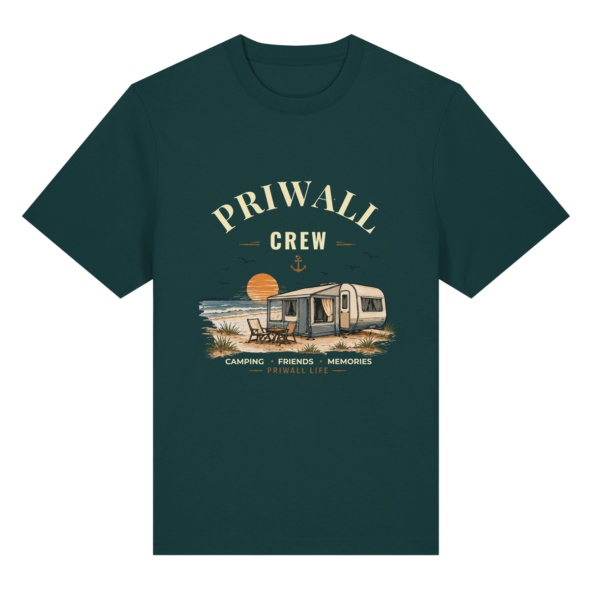 Priwall Crew Bio-Heavy T-Shirt Dark Edition in Glazed Green – Clean Mockup