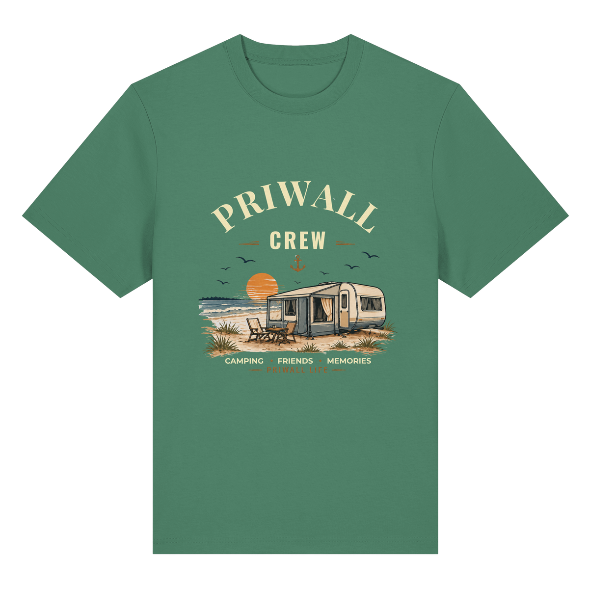 Priwall Crew Bio-Heavy T-Shirt Dark Edition in Green Bay – Clean Mockup