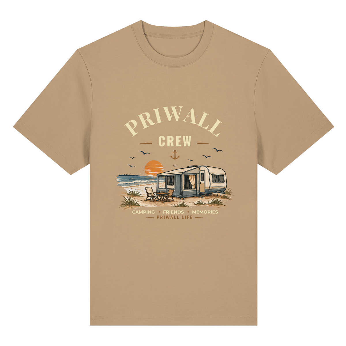 Priwall Crew Bio-Heavy T-Shirt Dark Edition in Latte – Clean Mockup