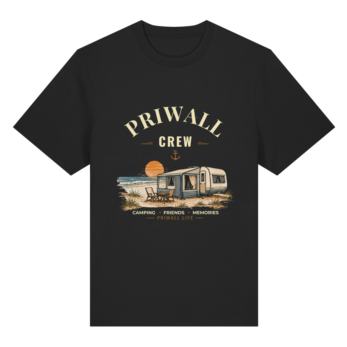 Priwall Crew Bio-Heavy T-Shirt Dark Edition in Schwarz – Clean Mockup