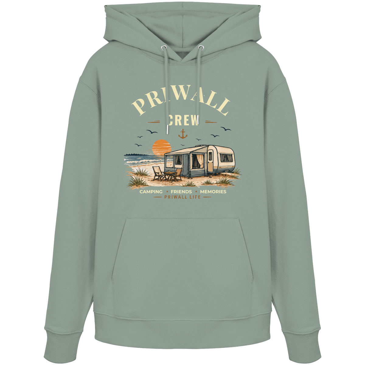 Priwall Crew Bio-Hoodie Dark Edition in Aloe – Clean Mockup