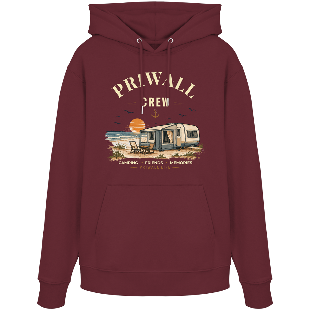 Priwall Crew Bio-Hoodie Dark Edition in Burgundy – Clean Mockup