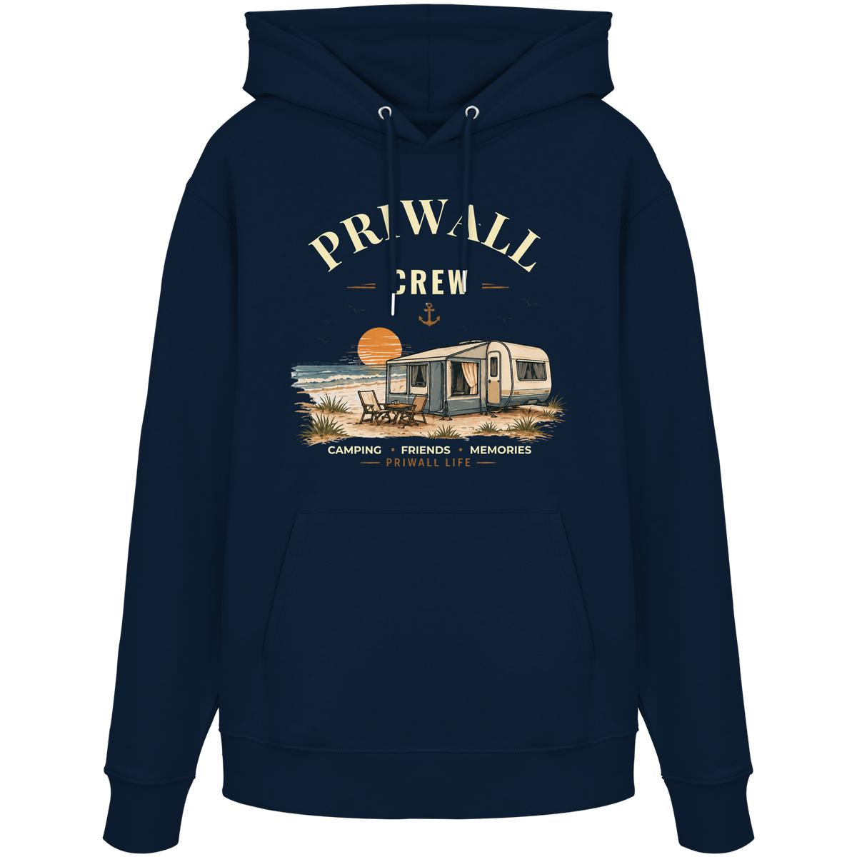 Priwall Crew Bio-Hoodie Dark Edition in French Navy – Clean Mockup