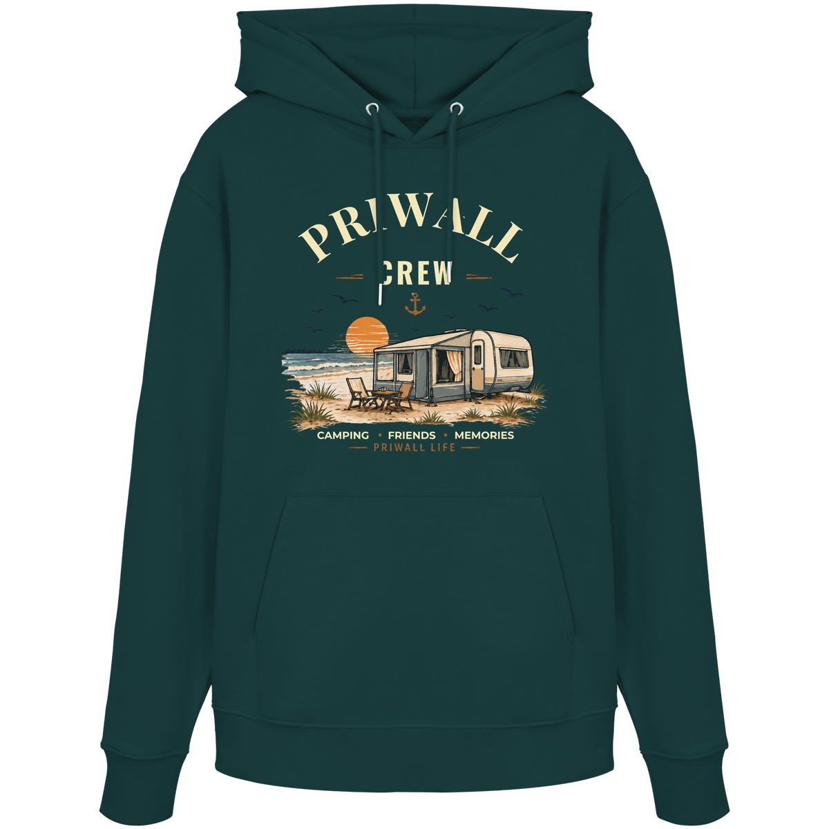 Priwall Crew Bio-Hoodie Dark Edition in Glazed Green – Clean Mockup
