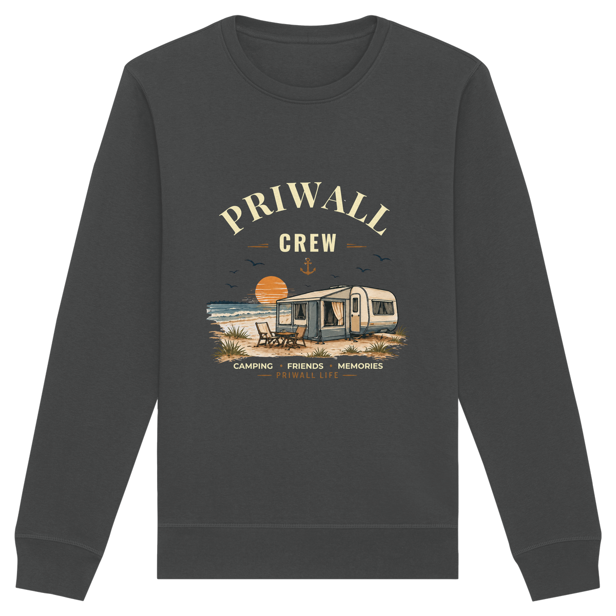 Priwall Crew Bio-Sweatshirt Dark Edition in Anthracite – Clean Mockup