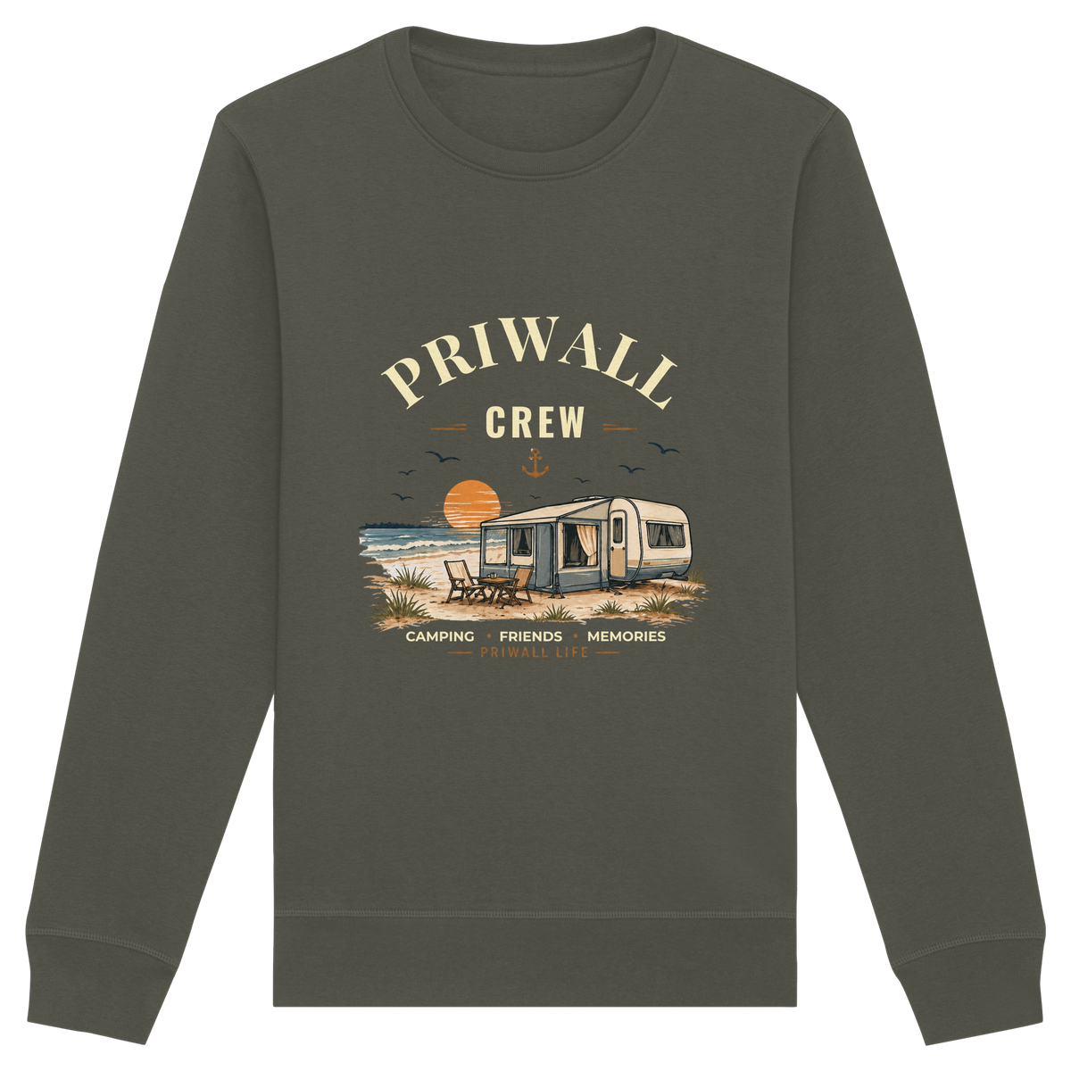 Priwall Crew Bio-Sweatshirt Dark Edition in Khaki – Clean Mockup