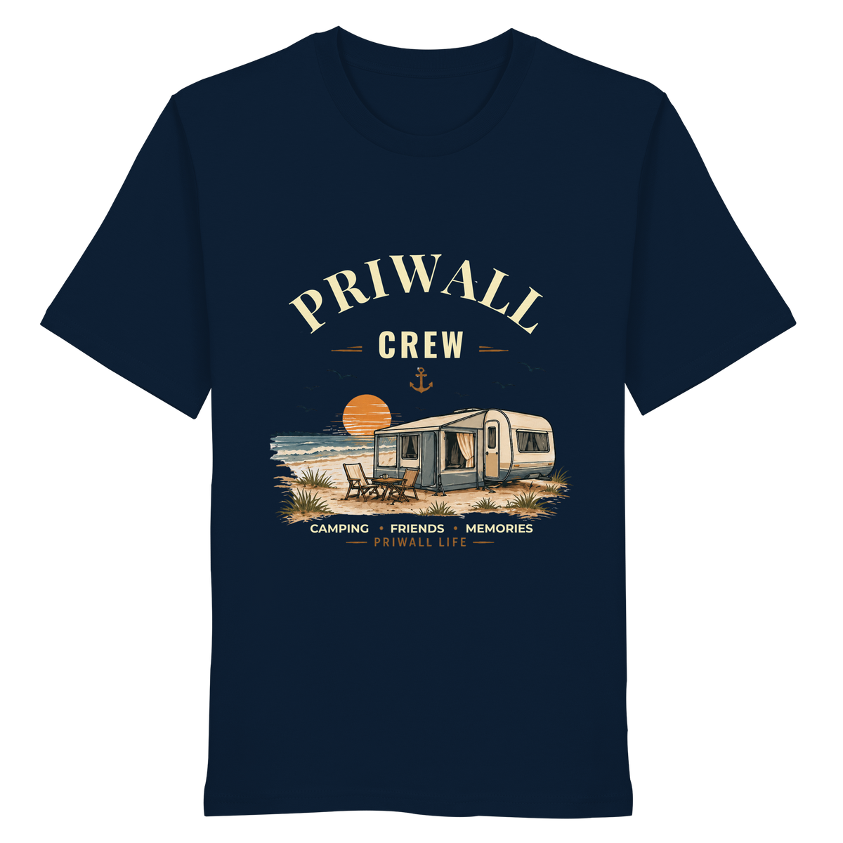 Priwall Crew Bio T-Shirt Dark Edition in French Navy – Clean Mockup
