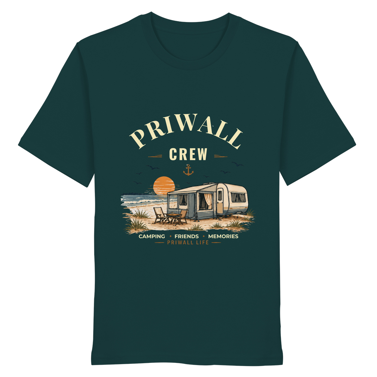 Priwall Crew Bio T-Shirt Dark Edition in Glazed Green – Clean Mockup