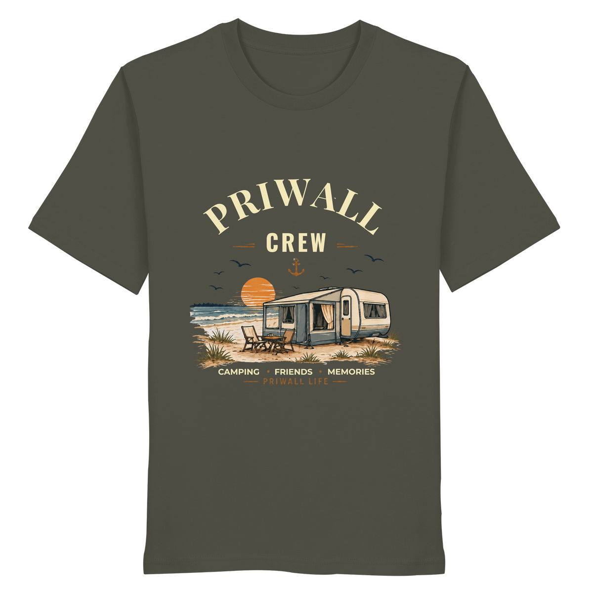 Priwall Crew Bio T-Shirt Dark Edition in Khaki – Clean Mockup