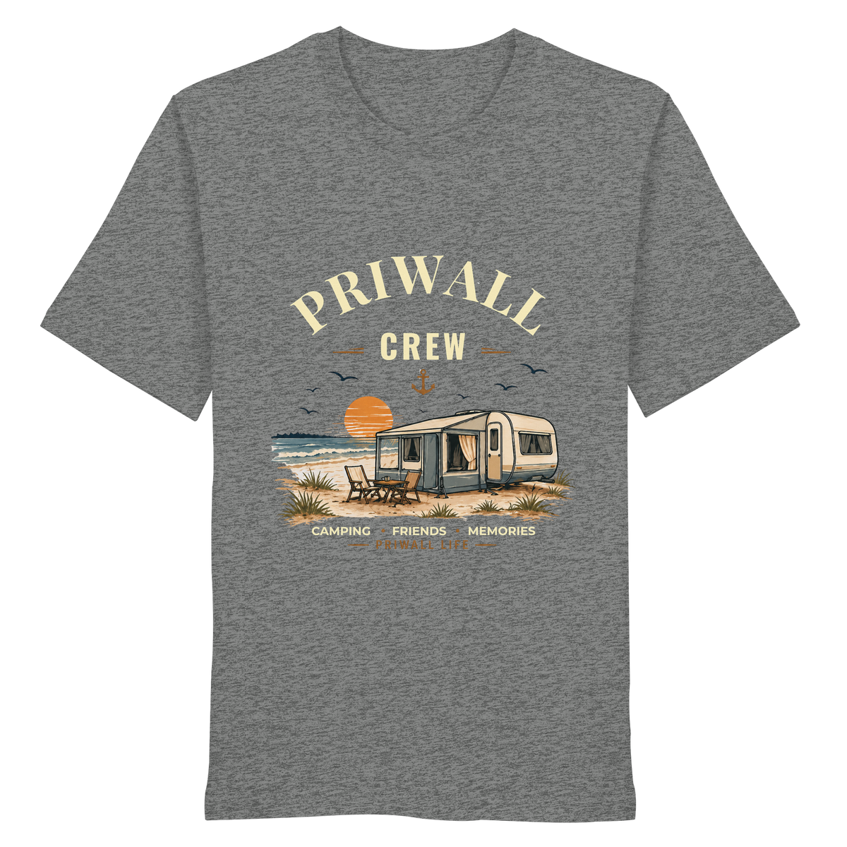 Priwall Crew Bio T-Shirt Dark Edition in Mid Heather Grey – Clean Mockup