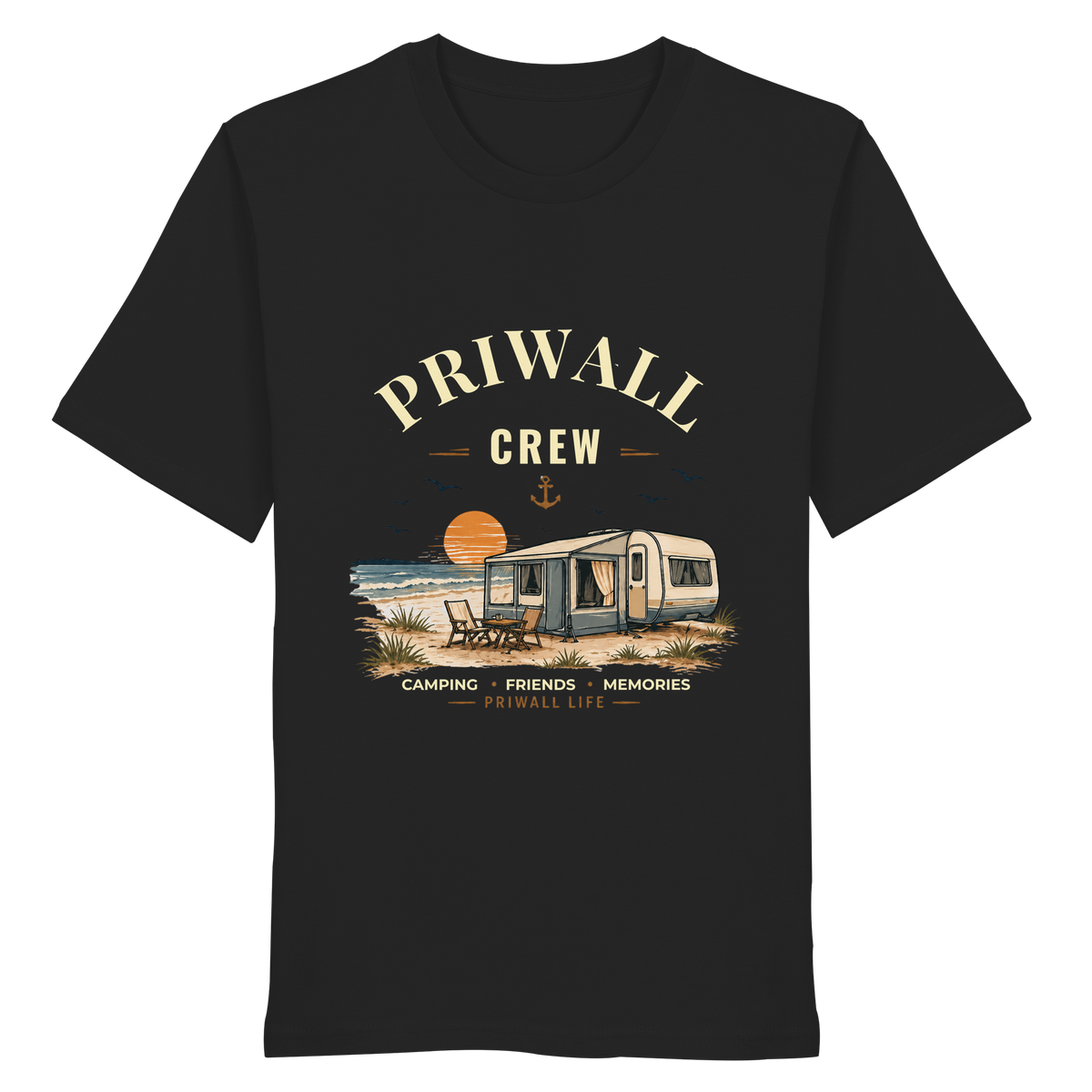 Priwall Crew Bio T-Shirt Dark Edition in Schwarz – Clean Mockup