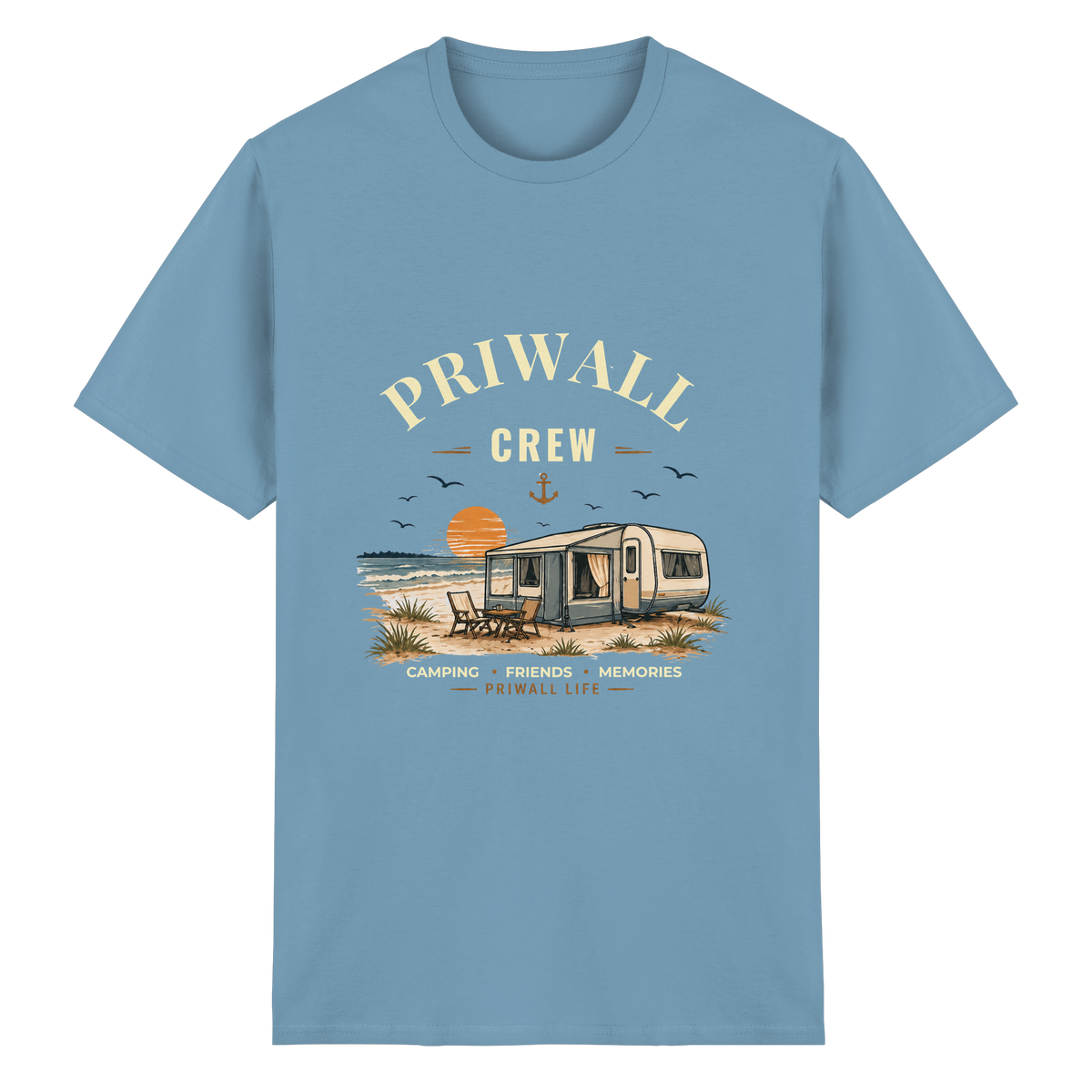 Priwall Crew Essential T-Shirt Dark Edition in Carolina Blue – Clean Mockup
