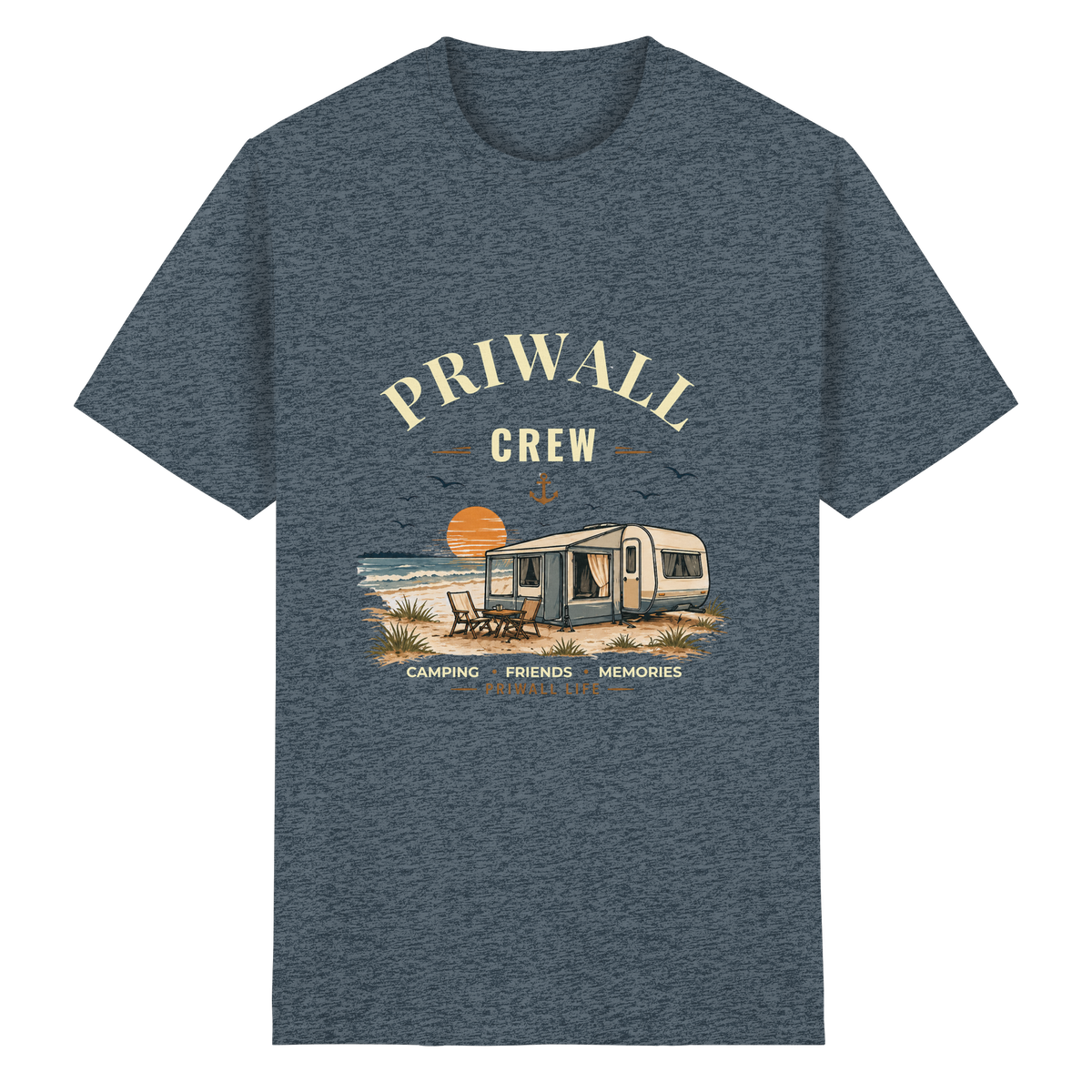 Priwall Crew Essential T-Shirt Dark Edition in Dark Heather – Clean Mockup