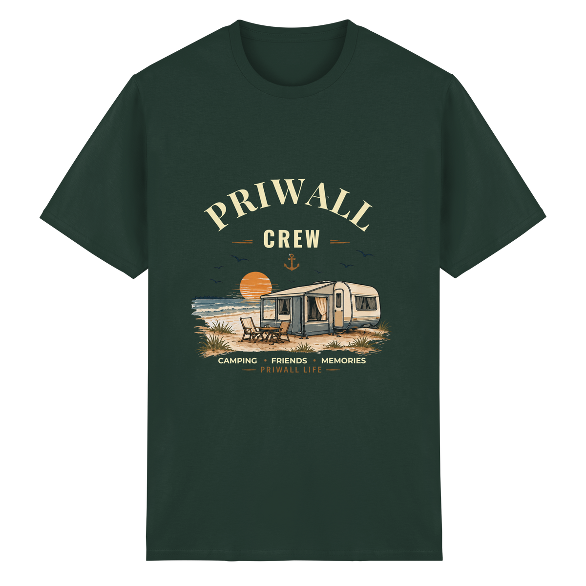 Priwall Crew Essential T-Shirt Dark Edition in Forest Green – Clean Mockup