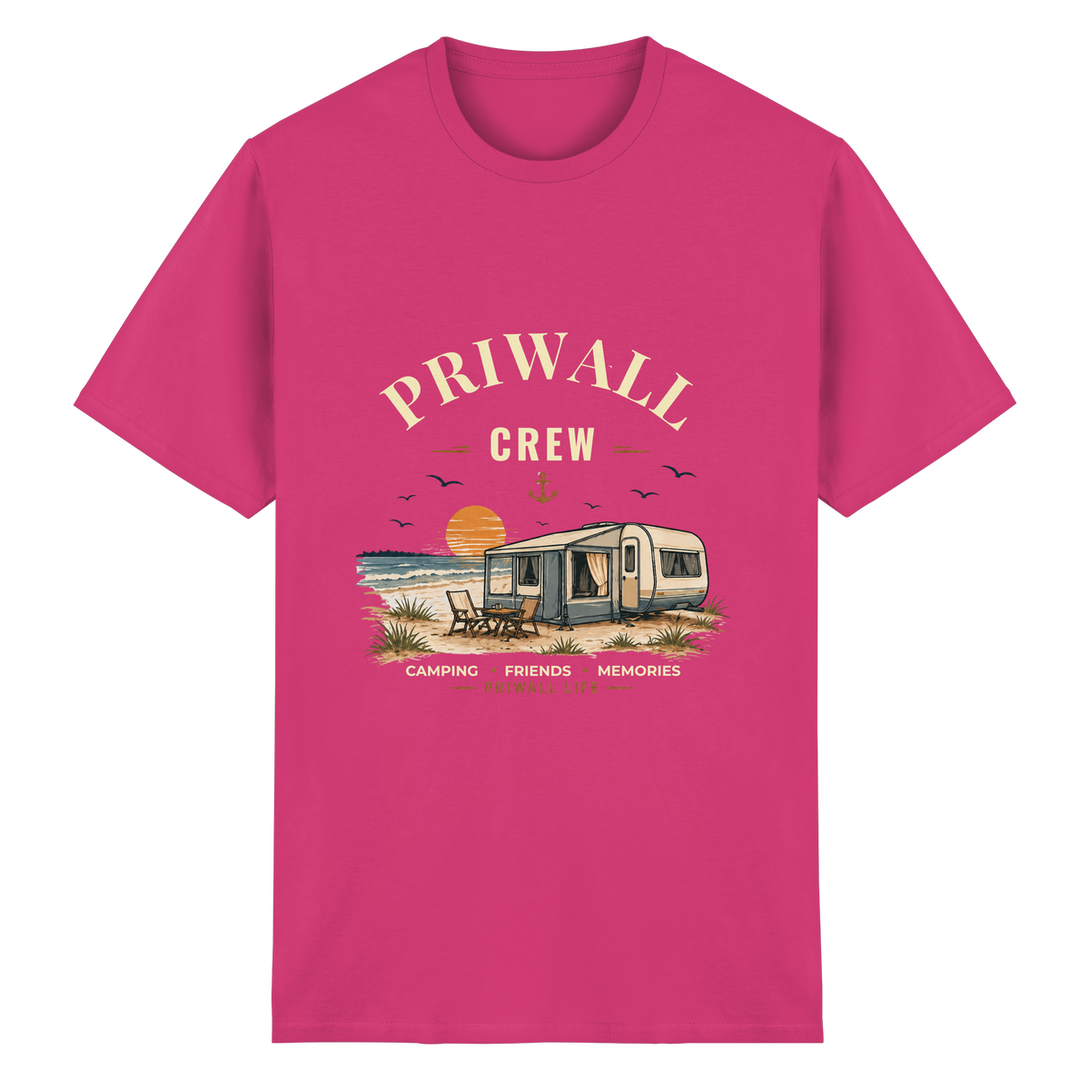Priwall Crew Essential T-Shirt Dark Edition in Heliconia – Clean Mockup