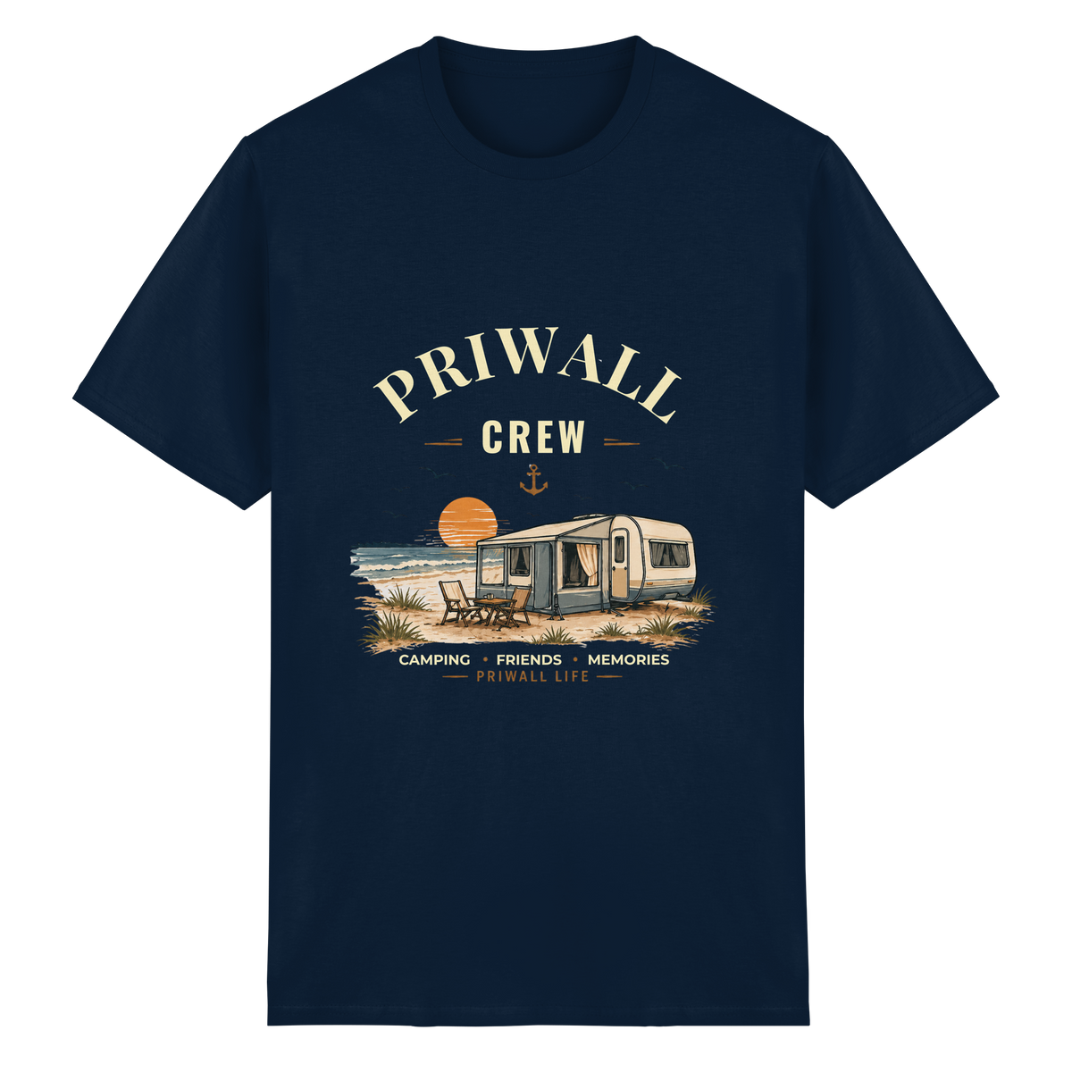 Priwall Crew Essential T-Shirt Dark Edition in Navy – Clean Mockup