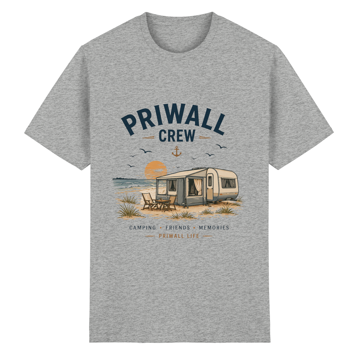 Priwall Crew Essential T-Shirt in Ash Grey als Frontansicht
