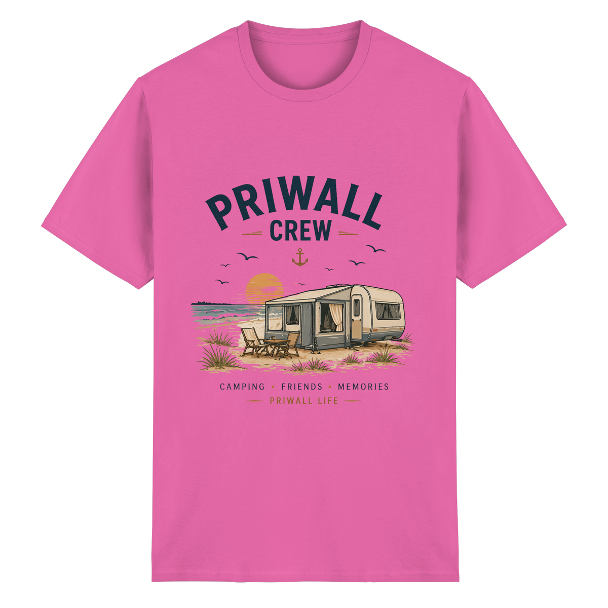 Priwall Crew Essential T-Shirt in Azalea als Frontansicht