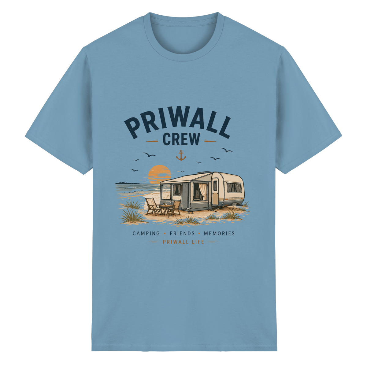 Priwall Crew Essential T-Shirt in Carolina Blue als Frontansicht