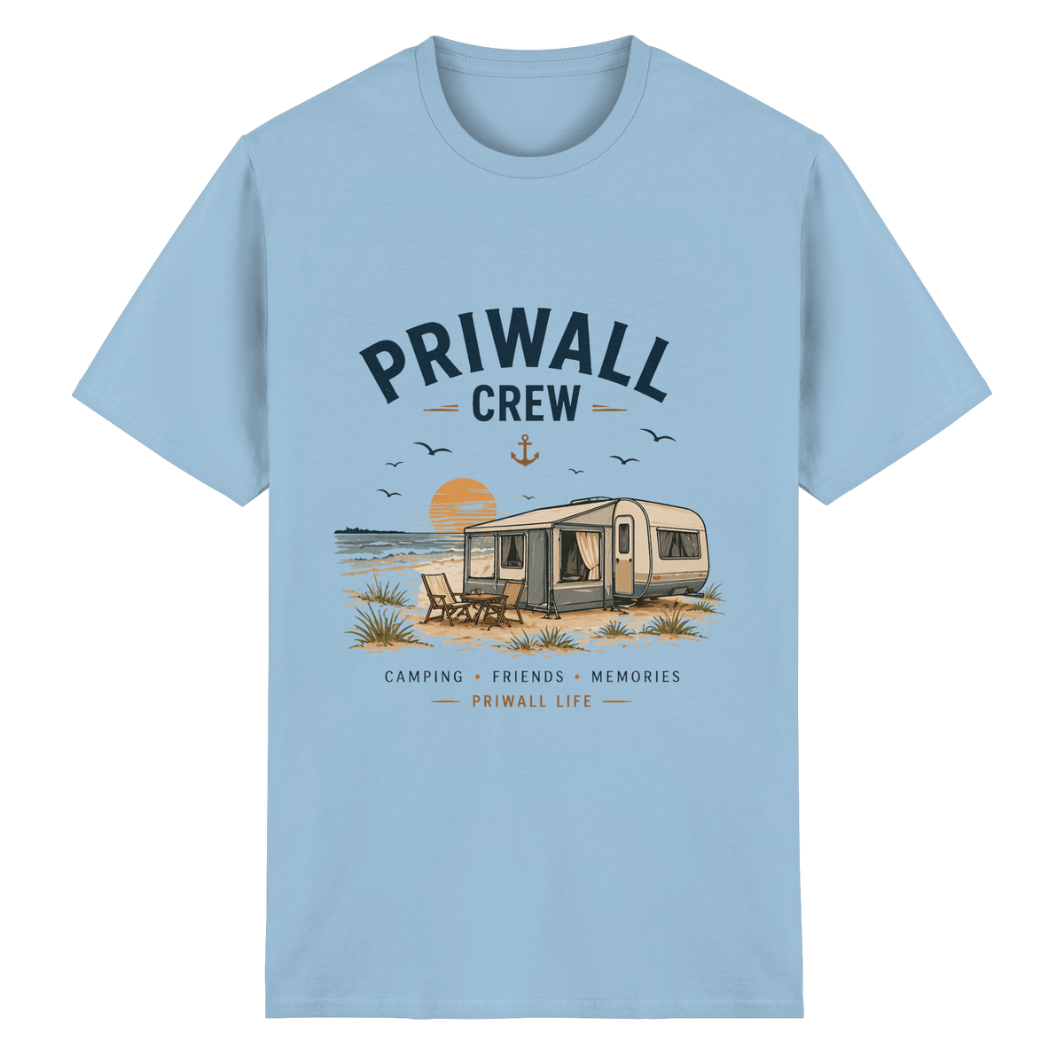 Priwall Crew Essential T-Shirt in Light Blue als Frontansicht