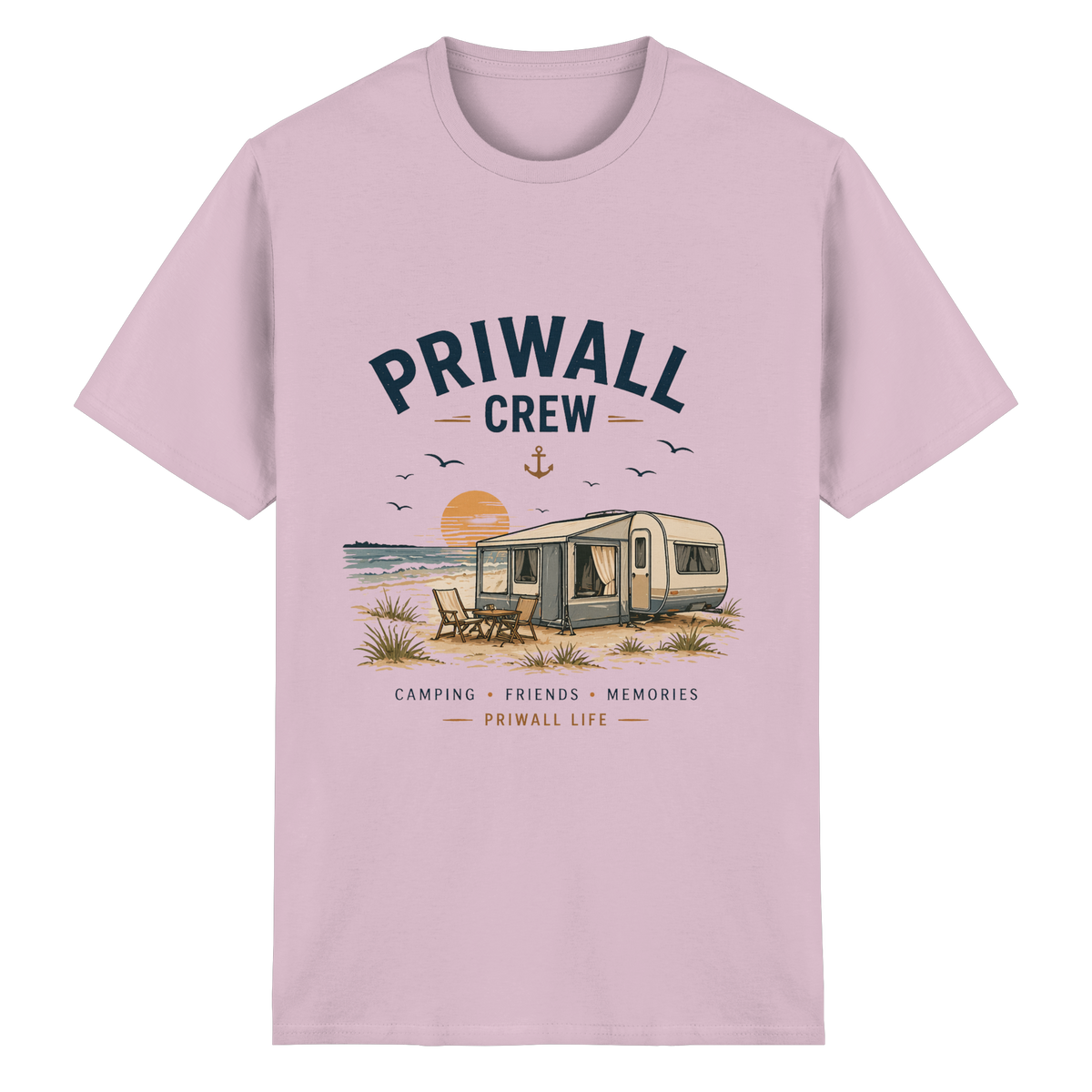 Priwall Crew Essential T-Shirt in Light Pink als Frontansicht