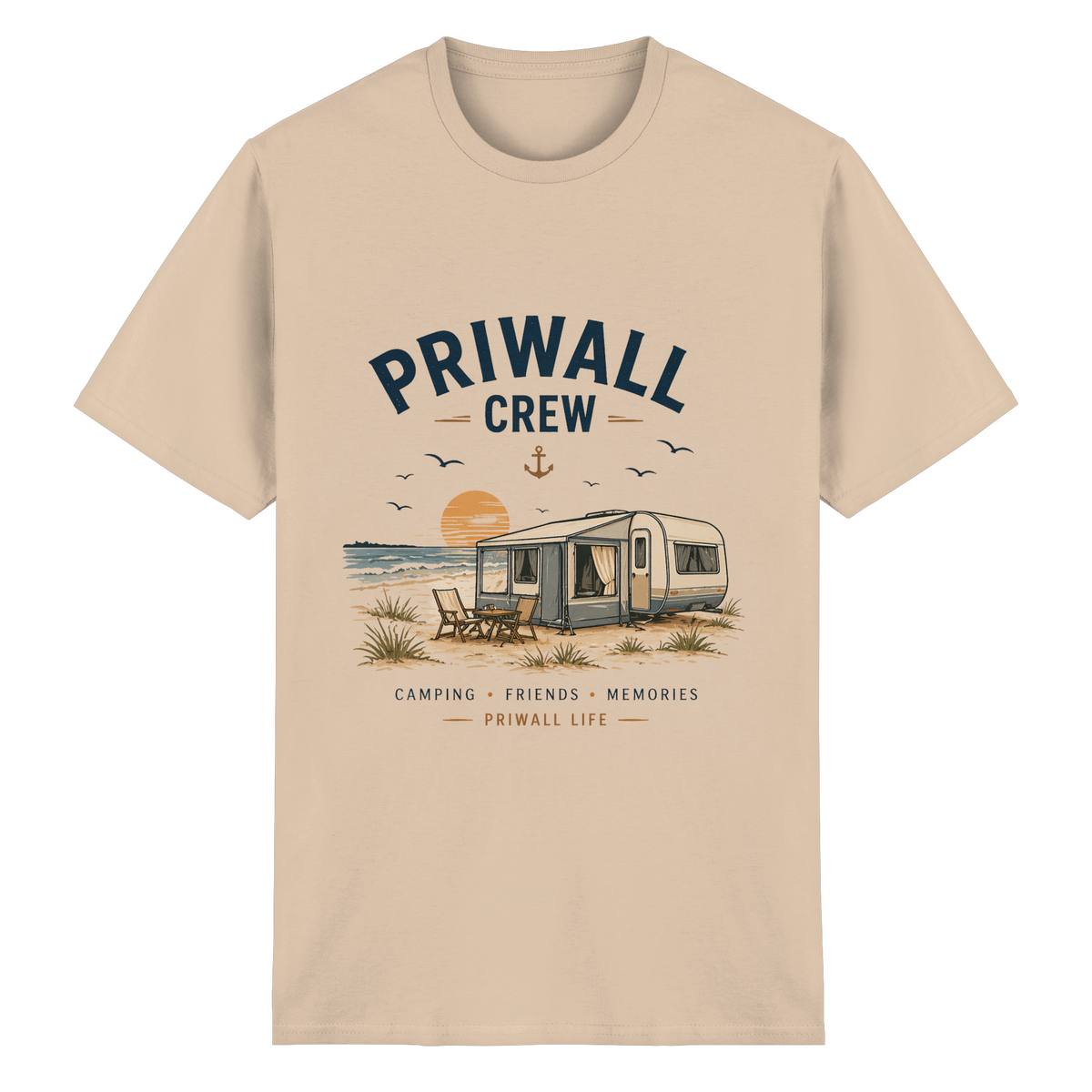 Priwall Crew Essential T-Shirt in Natural als Frontansicht