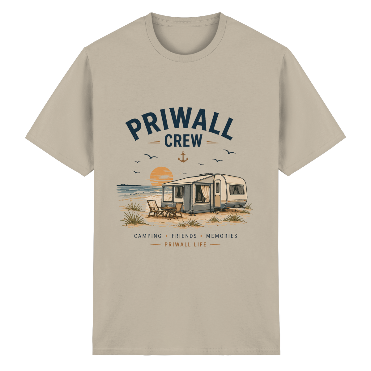 Priwall Crew Essential T-Shirt in Sand als Frontansicht