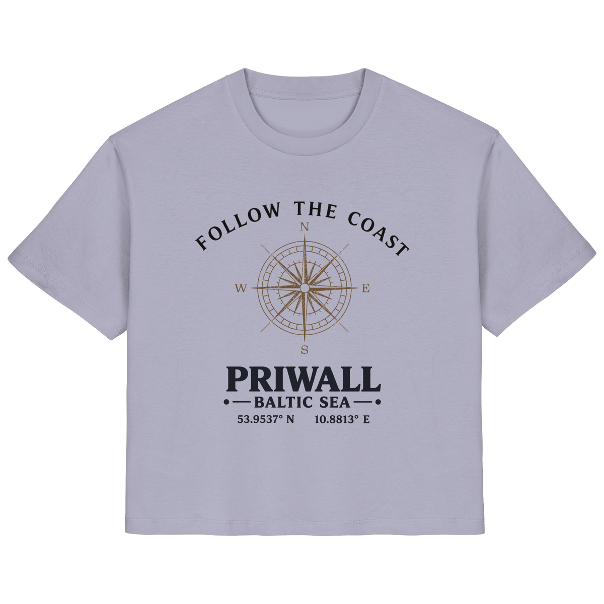 Follow the Coast Priwall Damen Bio-Shirt in Lavender mit Kompassmotiv
